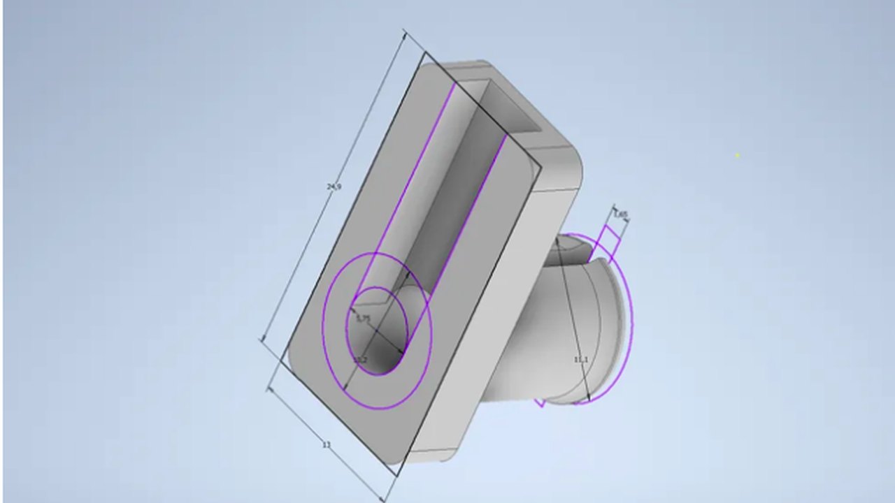 Modèle 3D du support de roulette avant impression